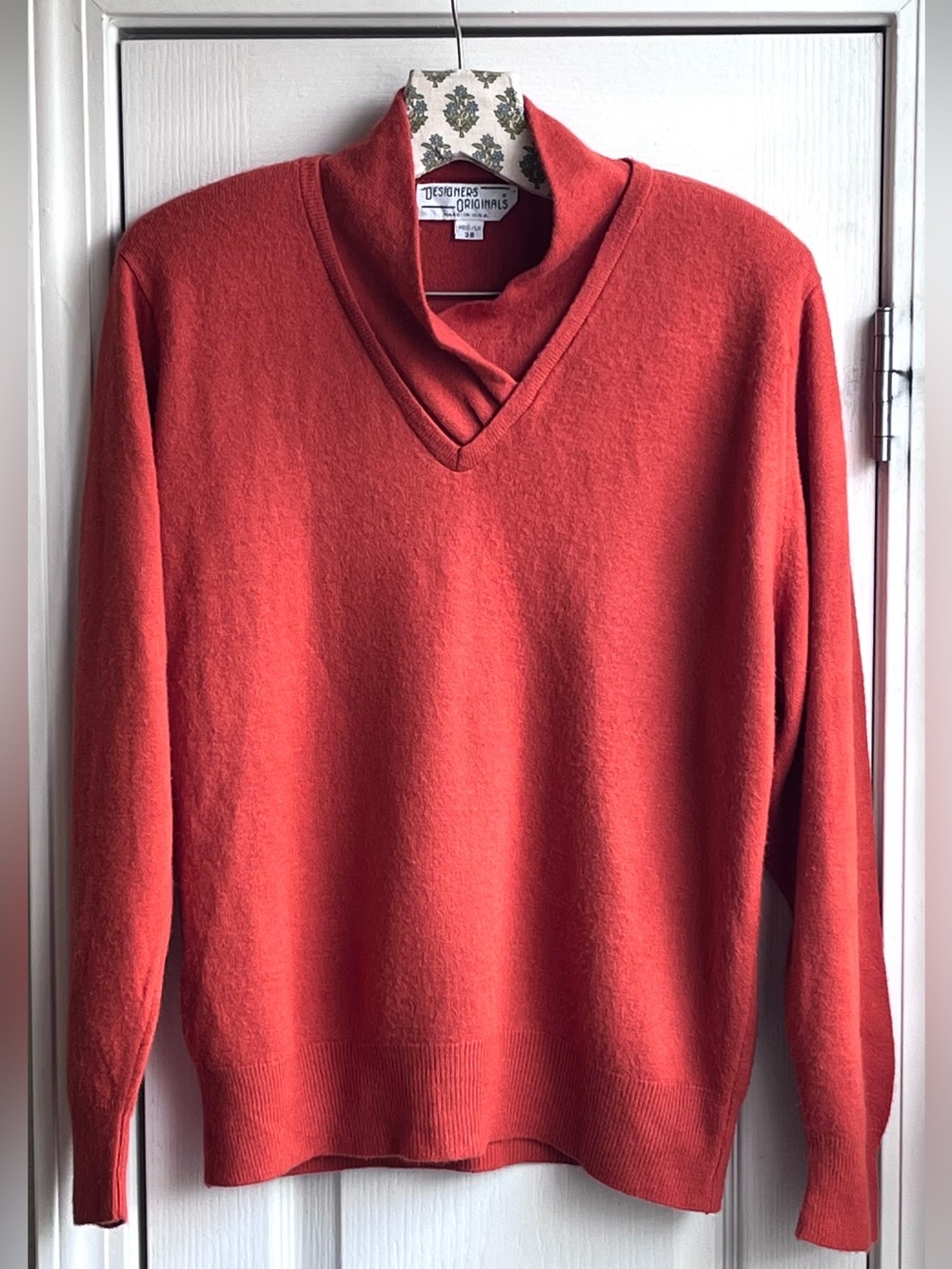 Vintage Designers Originals Orange Layered Mock V-Neck Sweater Size M/L
